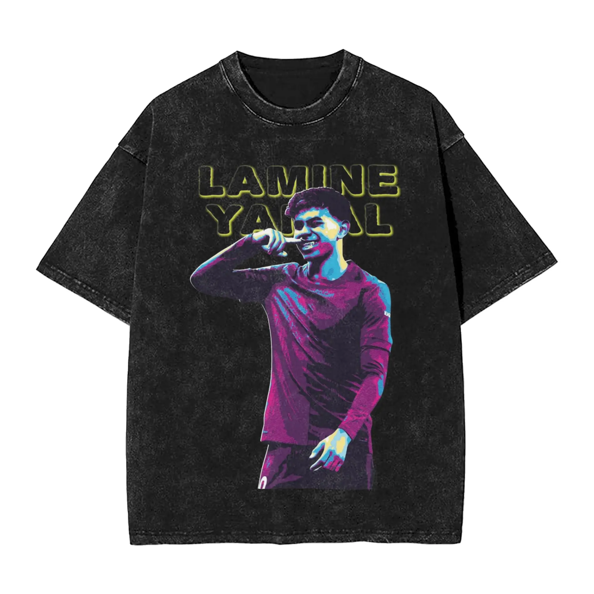 Lamine Y-Yamal T Shirt Hip Hop Washed Oversize T-Shirt Football Soccer Novelty for Men Women Tops Streetwear Summer Tees