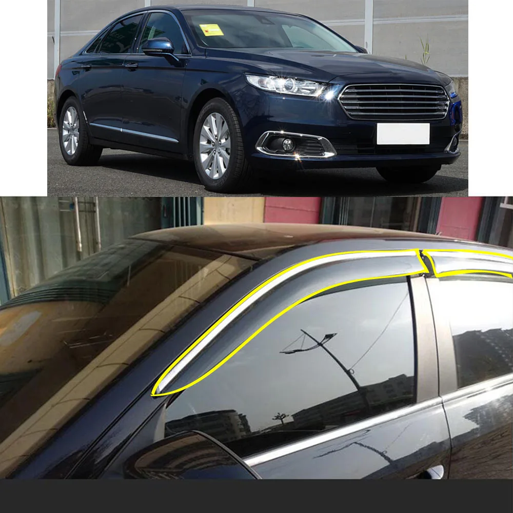 

Car Body Styling Sticker Plastic Window Glass Wind Visor Rain/Sun Guard Vent Parts For Ford Taurus 2016 2017 2018 2019 2020 2021