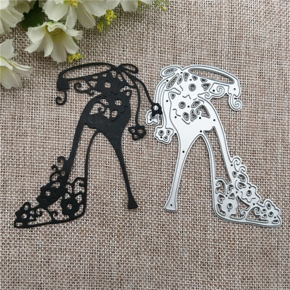 Template high-heeled shoe with flowers Metal cutting dies Stencil Scrapbooking Photo Album Card Paper Embossing Craft DIY