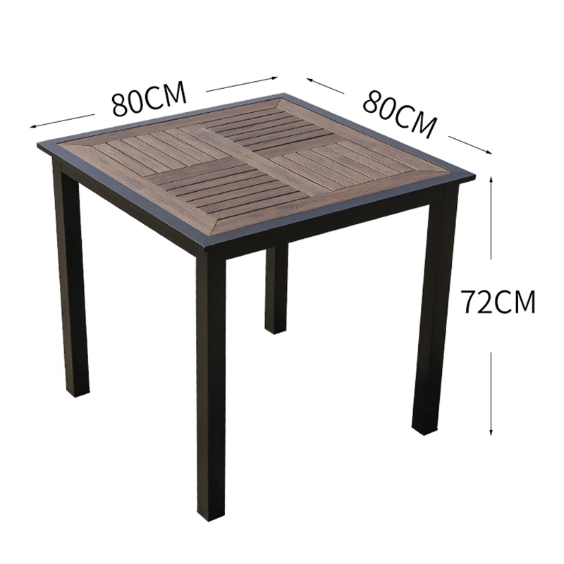 Mesa cuadrada de grano de madera para exteriores, mueble impermeable de 80cm, Rectangular, color marrón, para 4 personas, para cocina, oficina y sala de estar