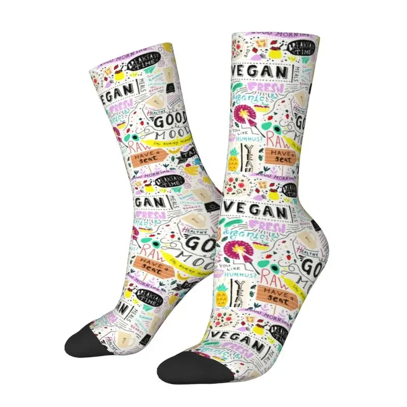 Vegan Fashion Mens Crew Socks Unisex Novelty Animals Nature Love Green Compassion Spring Summer Autumn Winter Dress Socks