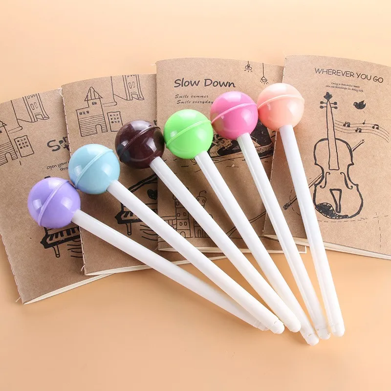 24 Pcs Wholesale  6 color Lollipop Shape Gel Pen | Creative Candy Design Pens for Students School Supplies
