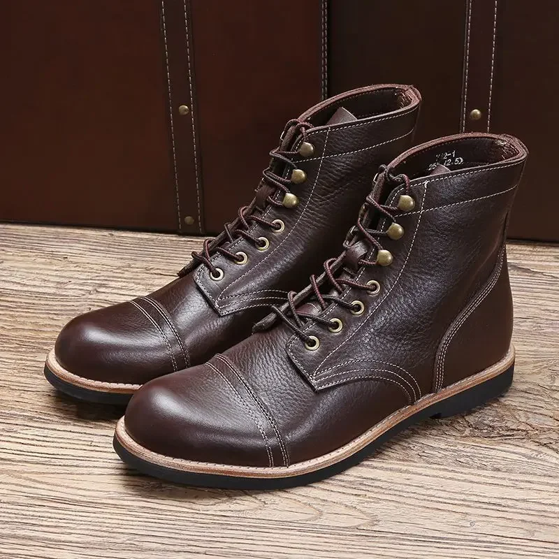 

Top Layer Cowhide Men's Retro Workwear Boots Business Casual Boots Genuine Leather Work Boots for Men