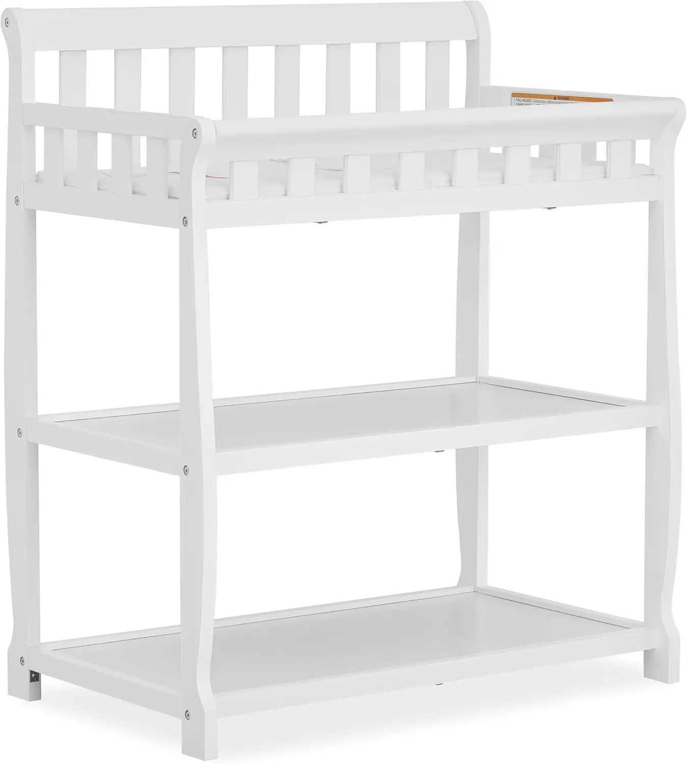 2-in-1 Changing Table & Nightstand in White – Solid Pinewood, Safety Rails, Spacious Storage Shelves & Water-Resistant Pad