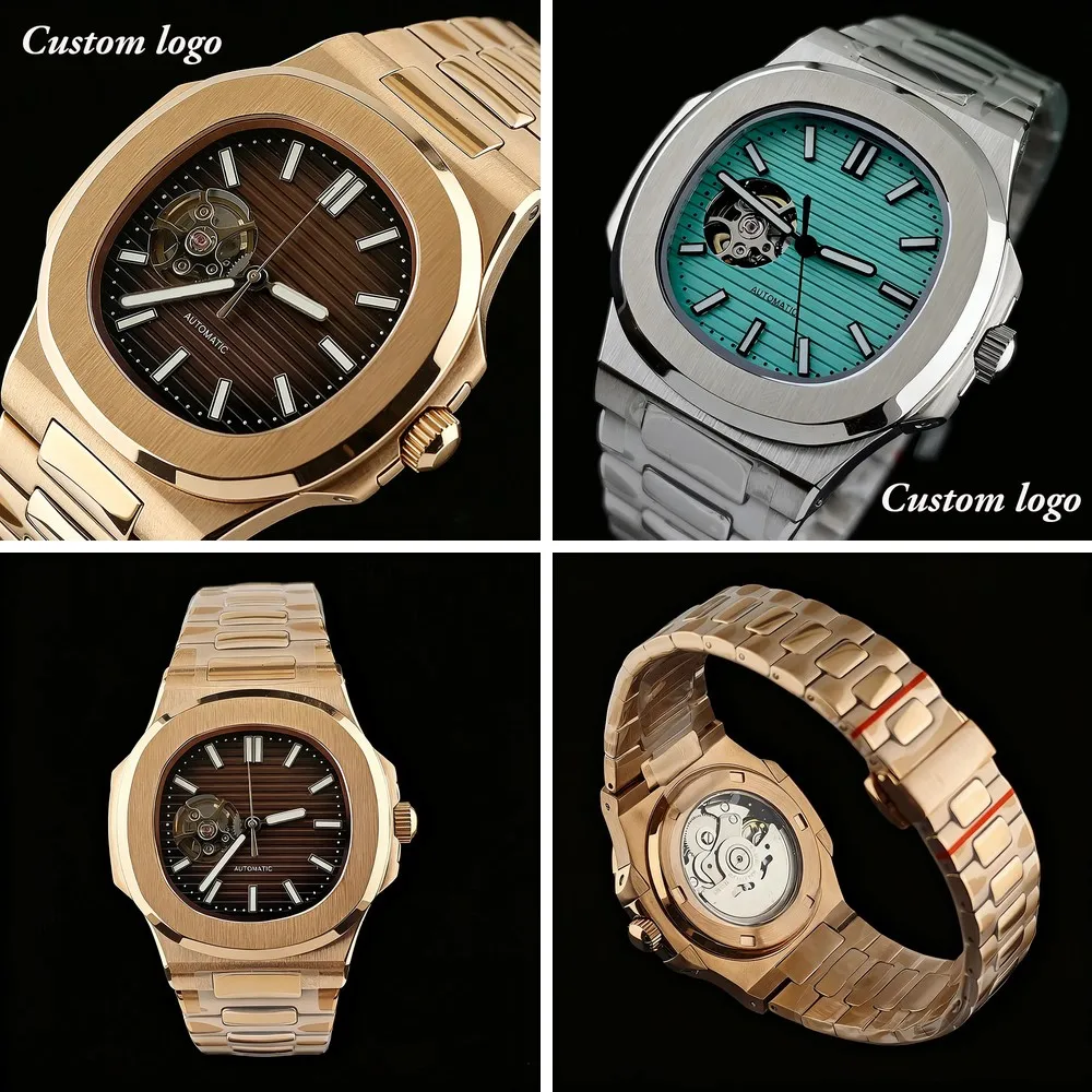 

wholesale price NH38 Men's Automatic Watch Rose Gold Stainless Steel Custom Logo Waterproof Mechanical Wristwatch