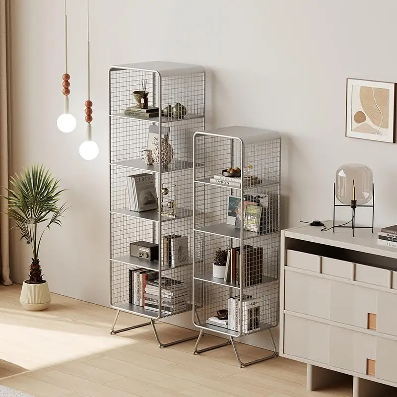 خزانة كتب على الطراز الشمالي رف تخزين معدني متعدد الطبقات لتوفير المساحة لغرفة المعيشة/أطفال منظم كتب رف شاشة قوي للمكتب #5