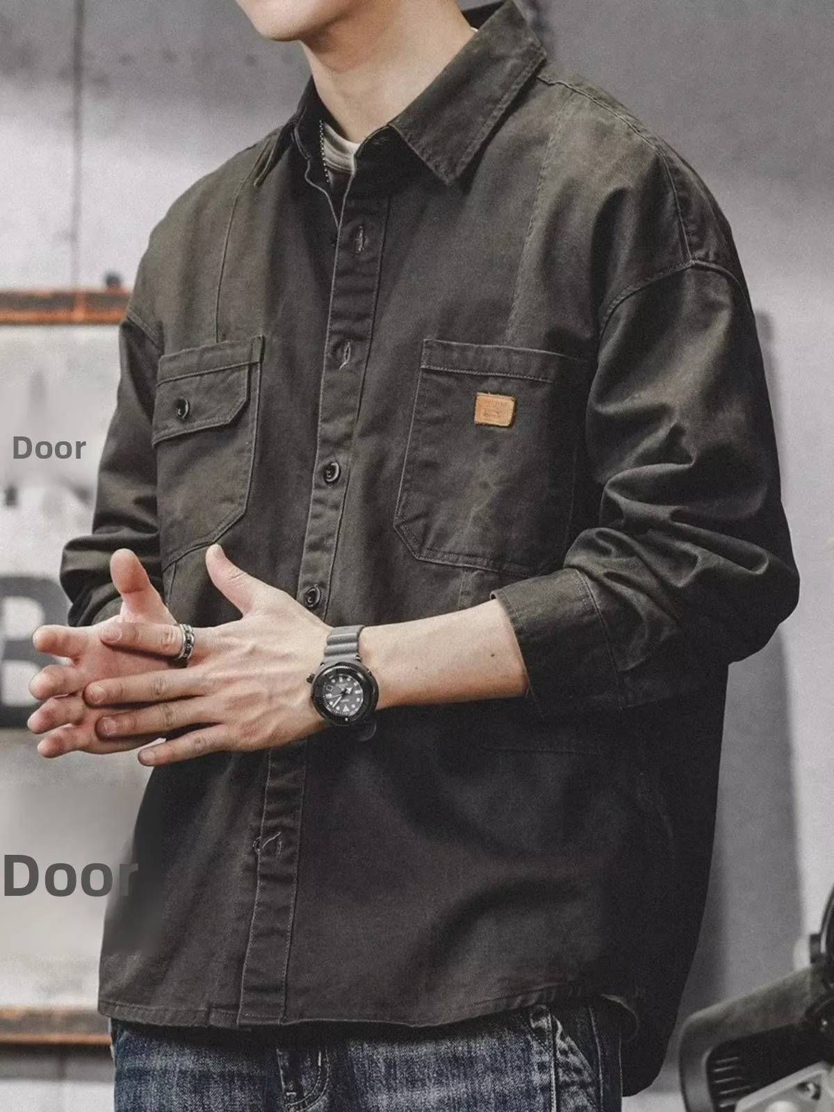 

Men's Workwear irt Casual Wear Resistant Spring Autumn New Sle Japanese Trend Loose Outerwear for Heavy Du Jobs