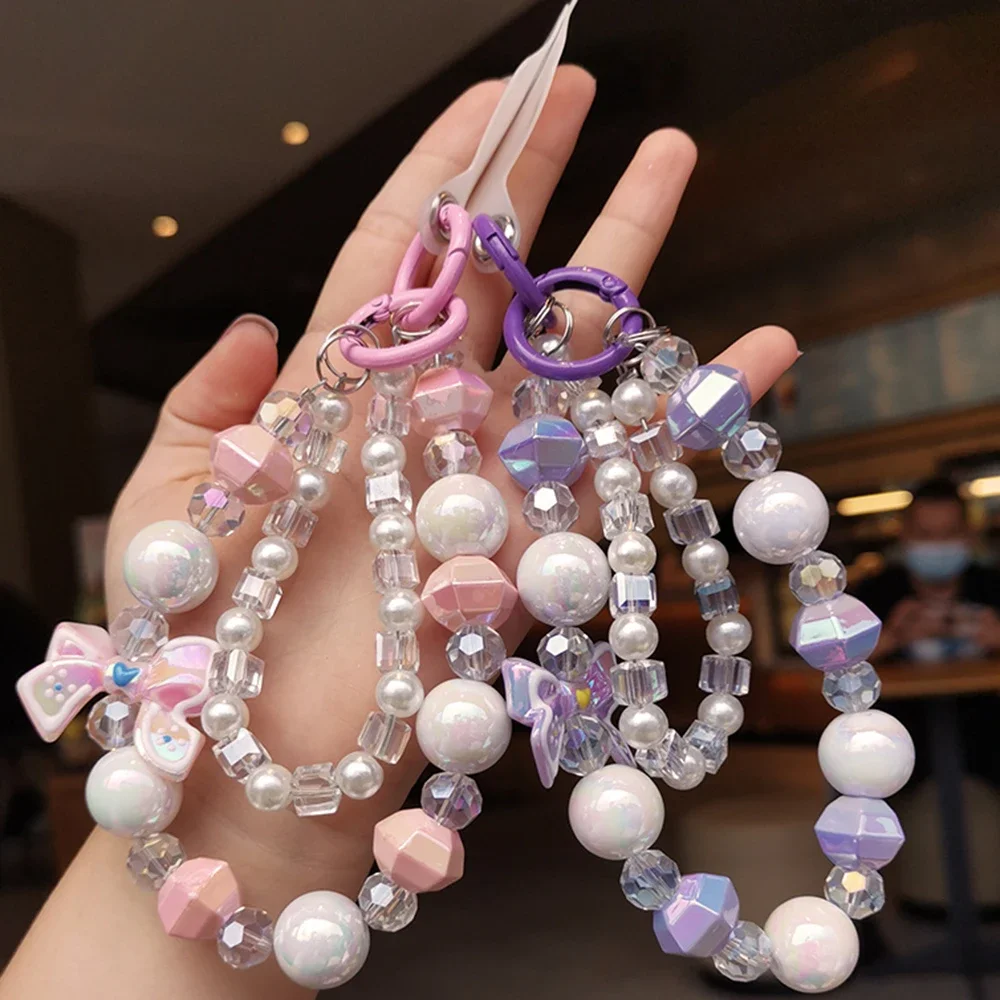 Mobile Phone Handmade Beaded Wrist Straps Anti-Lost Cellphone Lanyard Pendant with Tether Tabs Anti Drop Clip Style Sling