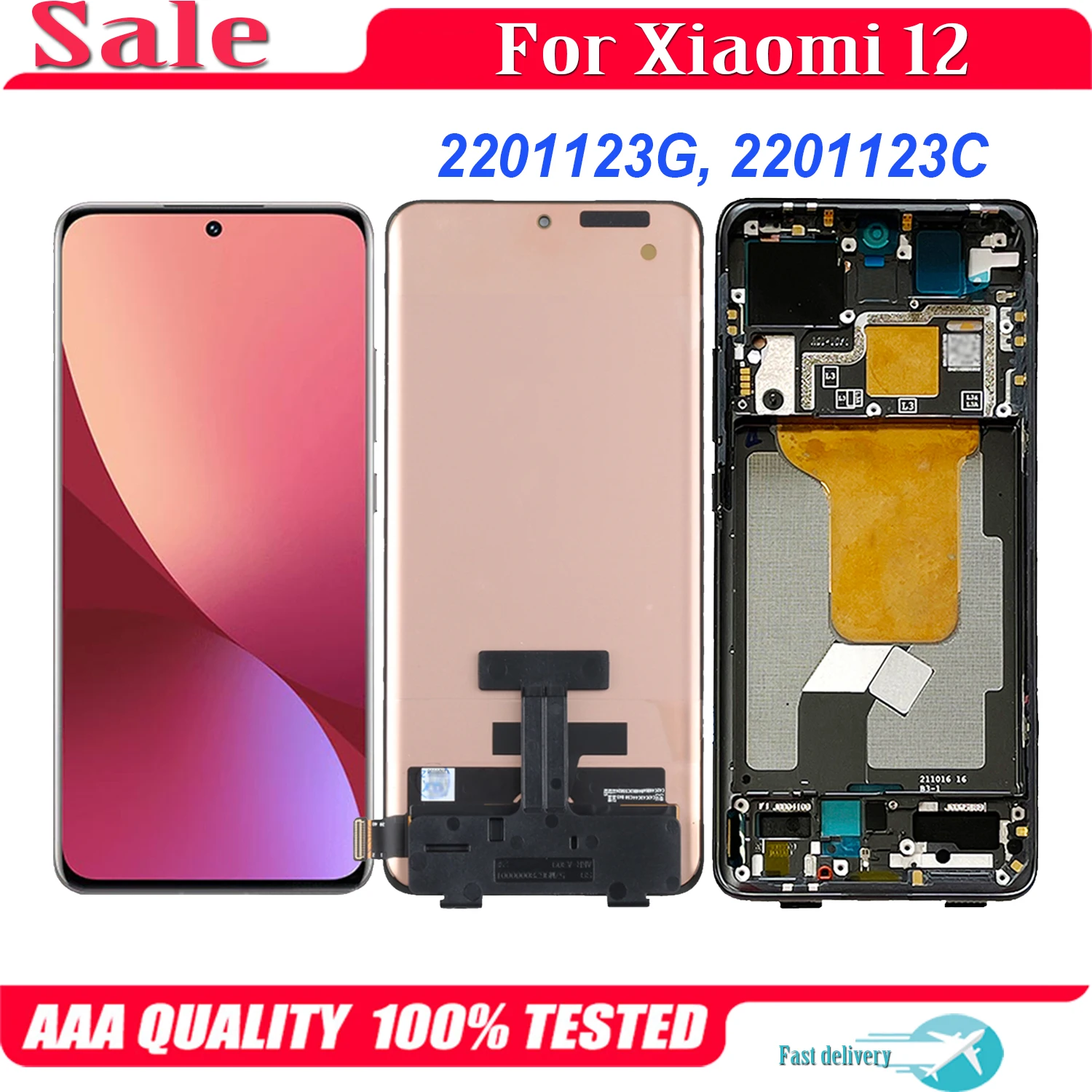 

AMOLED For Xiaomi 12 LCD Xiaomi12 2201123G 2201123C Display Touch Screen Digitizer Assembly