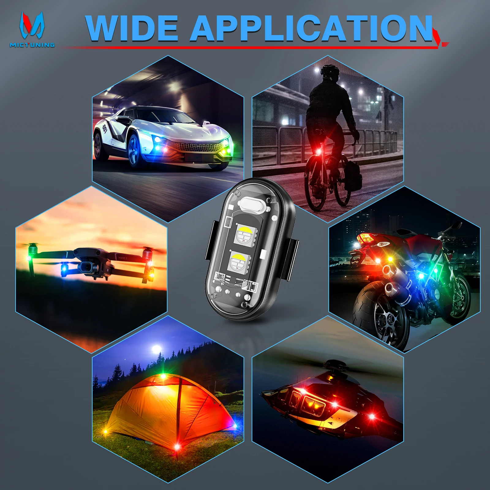 

MICTUNING 12PCS Wireless LED Strobe Light Remote Control Set Rechargeable and Waterproof, Flash Emergency Warning Lights for Car