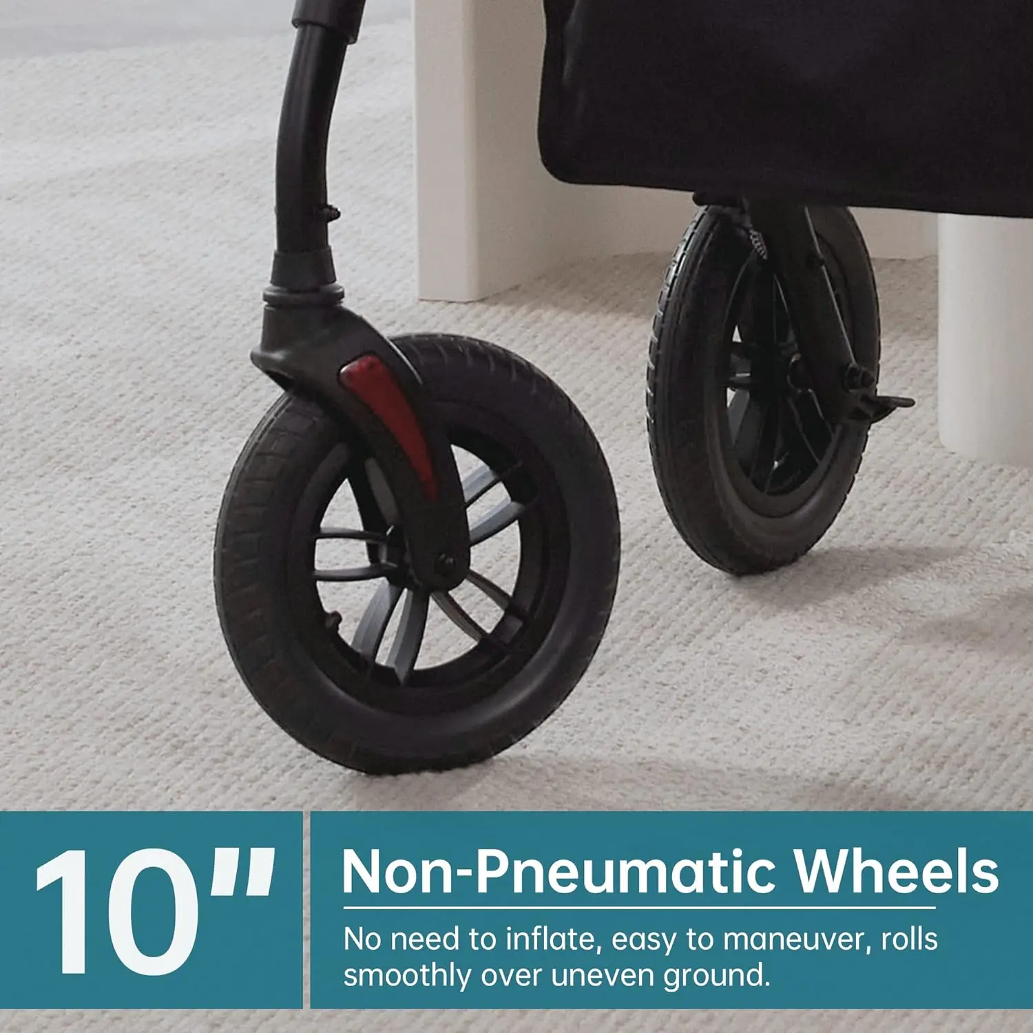 All-Terrain Rollator Walker with 10” Non-Pneumatic Wheels, Sponge Padded Seat and Backrest, Fully Adjustment Frame for Seniors,