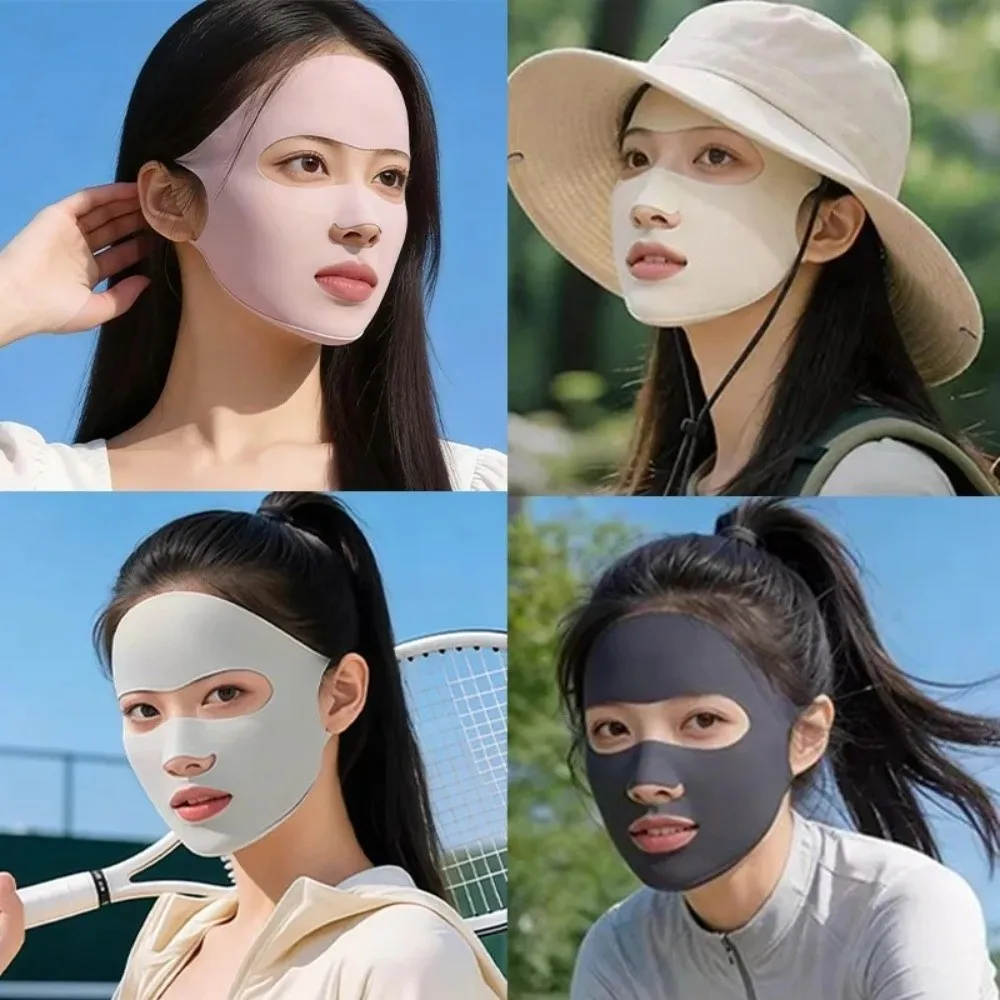 

Fashion Ice Silk Sun Protection Mask Full Face Dustproof Anti-UV Neck Scarf Sunscree Adjustable Sunshade Face Mask Cycling