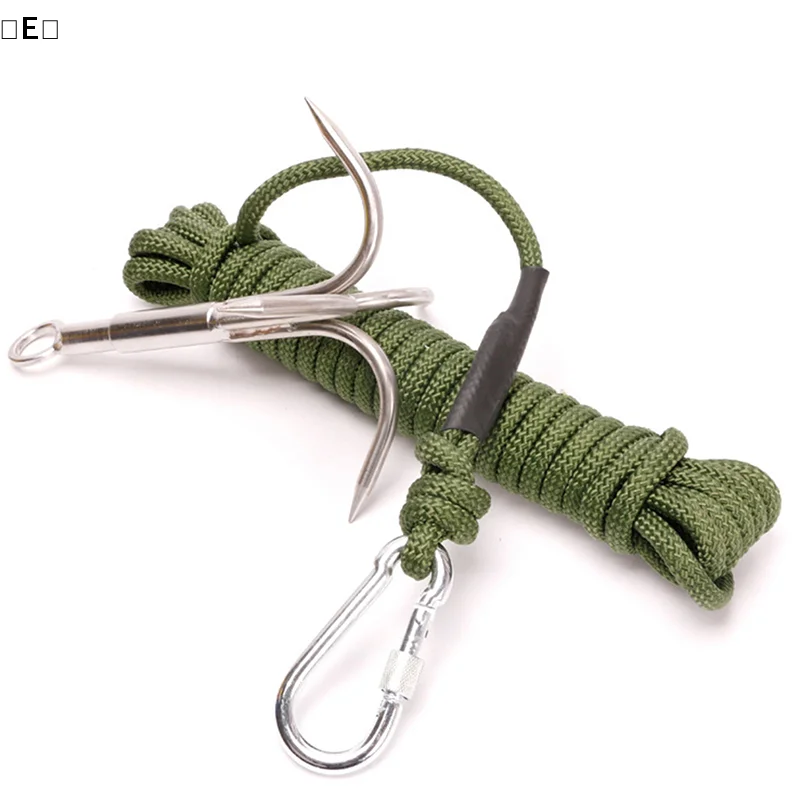 〔E〕Hiking Stainless Steel Claw Carabiner Multi-functional Climbing Hook Grappling Hook for Travel Outdoor Camping Fishing