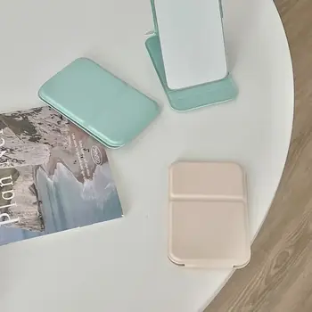 桌上型化妝鏡 純色PU皮革 簡約攜帶手持化妝鏡 可折疊 學生迷你可愛口袋鏡 8 最佳銷售 美學之鏡 - №5