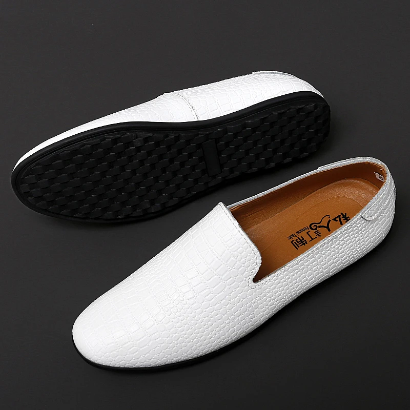 High End Brand Men\'s Office Business Shoes Elegant White Loafers Luxurious Men\'s Wedding Pointed Shoes Soft Comfortable