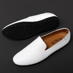 High End Brand Men's Office Business Shoes Elegant White Loafers Luxurious Men's Wedding Pointed Shoes Soft Comfortable