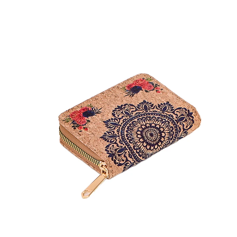 10pcs Wallets Women Cork Leather Flower Geometry Multifunctional Short Card Holder