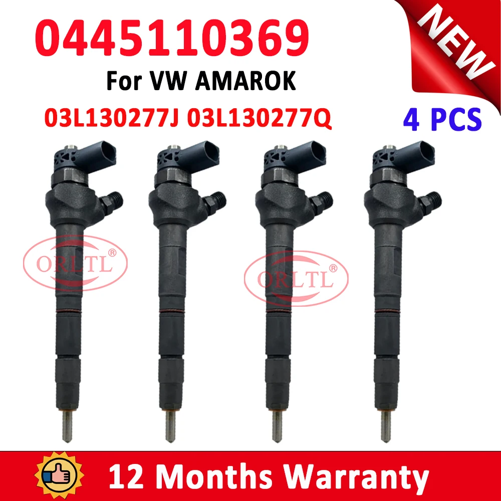 4 PCS NEW 0445110369 03L130277J 03L130277Q Diesel Injector 0445110646 0445110647 For VM AMAROK 2.0/CADDY/AUDI 0 445 110 369