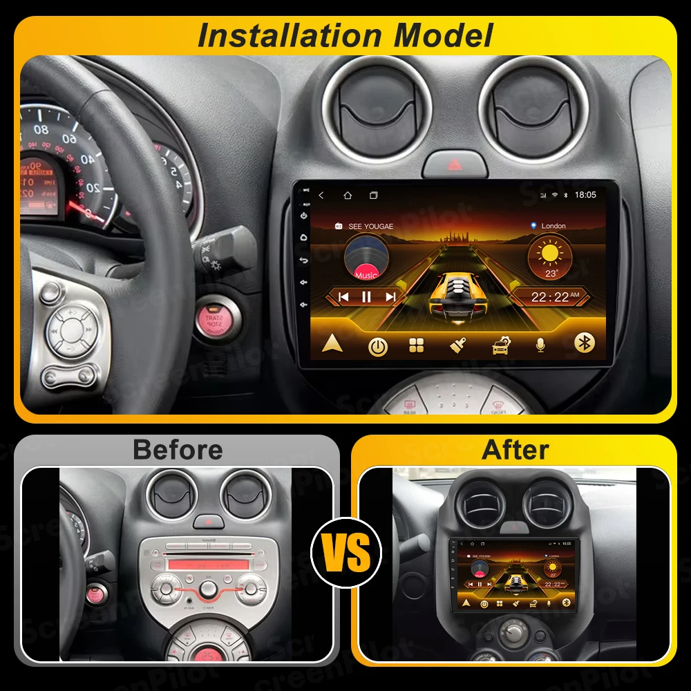 For Nissan March MICRA 2010 - 2012 2013 Android 16 Multimedia Video Player  Carplay Touch Screen RDS  Intelligent System 5G WIFI