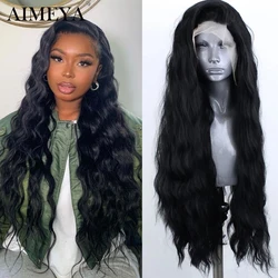 AIMEYA Synthetic Lace Front Wigs for Women Long Lace Wig Party Wavy Black Hair Wigs Cosplay Wig High Temperature Fiber