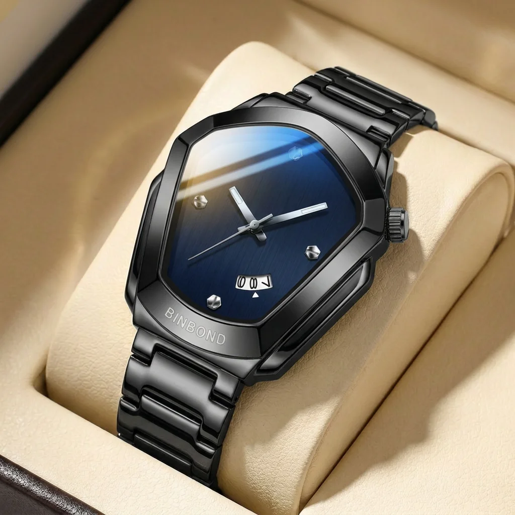 1pcs Men's blue dial alloy strap vintage fashion tonneau sporty details Quartz Watch for business party holiday