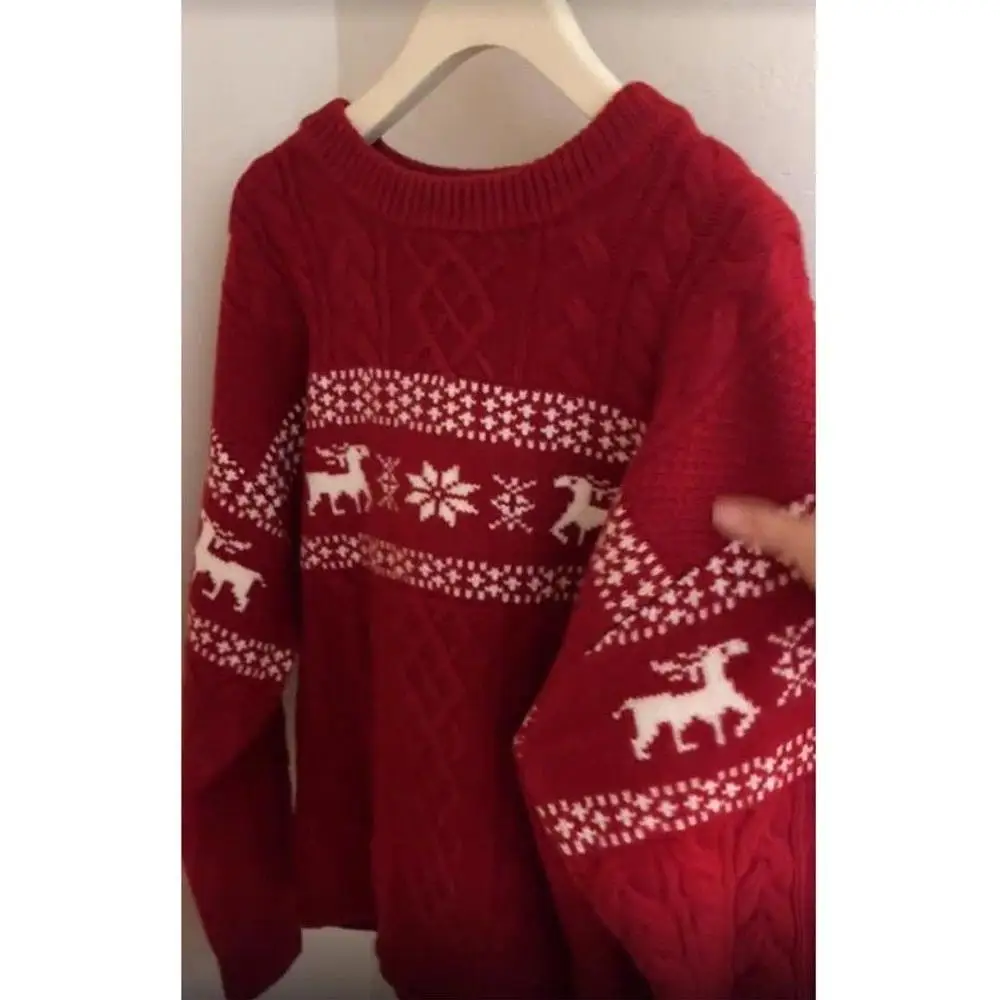 سترة عيد الميلاد للجنسين، ملابس داخلية محبوكة بأكمام طويلة وياقة دائرية، ناعمة من البوليستر، بأسلوب أمريكي عصري للخريف والشتاء