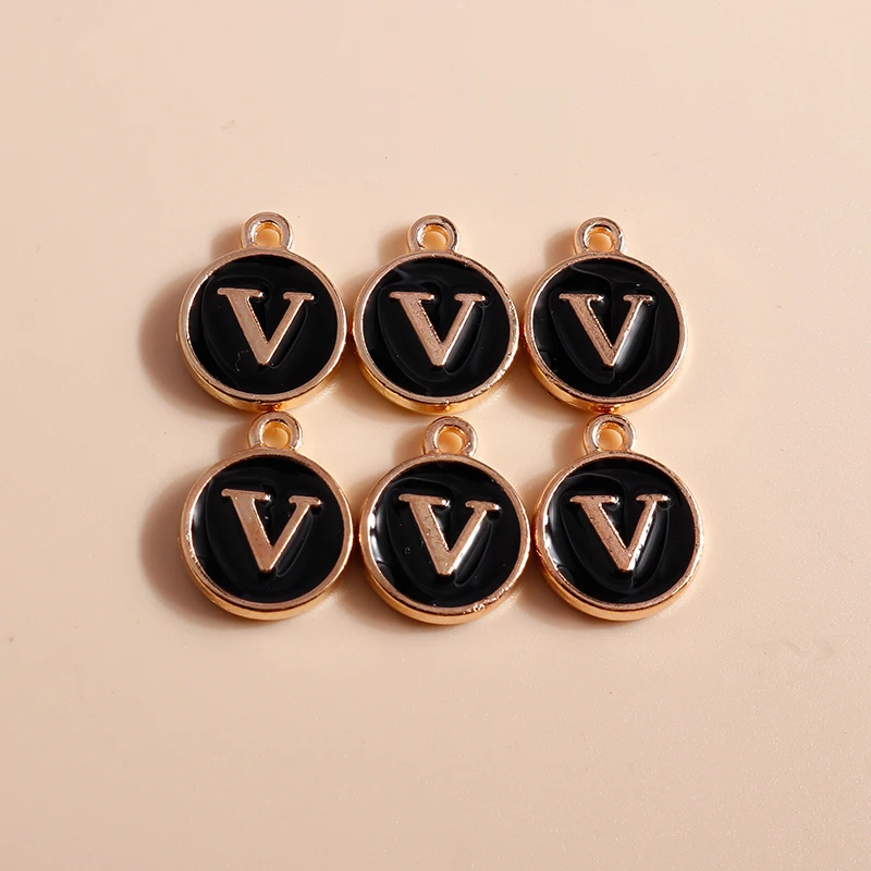 20 Stück 12x15mm Niedliche Schwarze Emaille A-Z 26 Alphabet-Buchstaben Anhänger für Schmuckherstellung Ohrringe Halsketten DIY Bastelzubehör – Detail 24