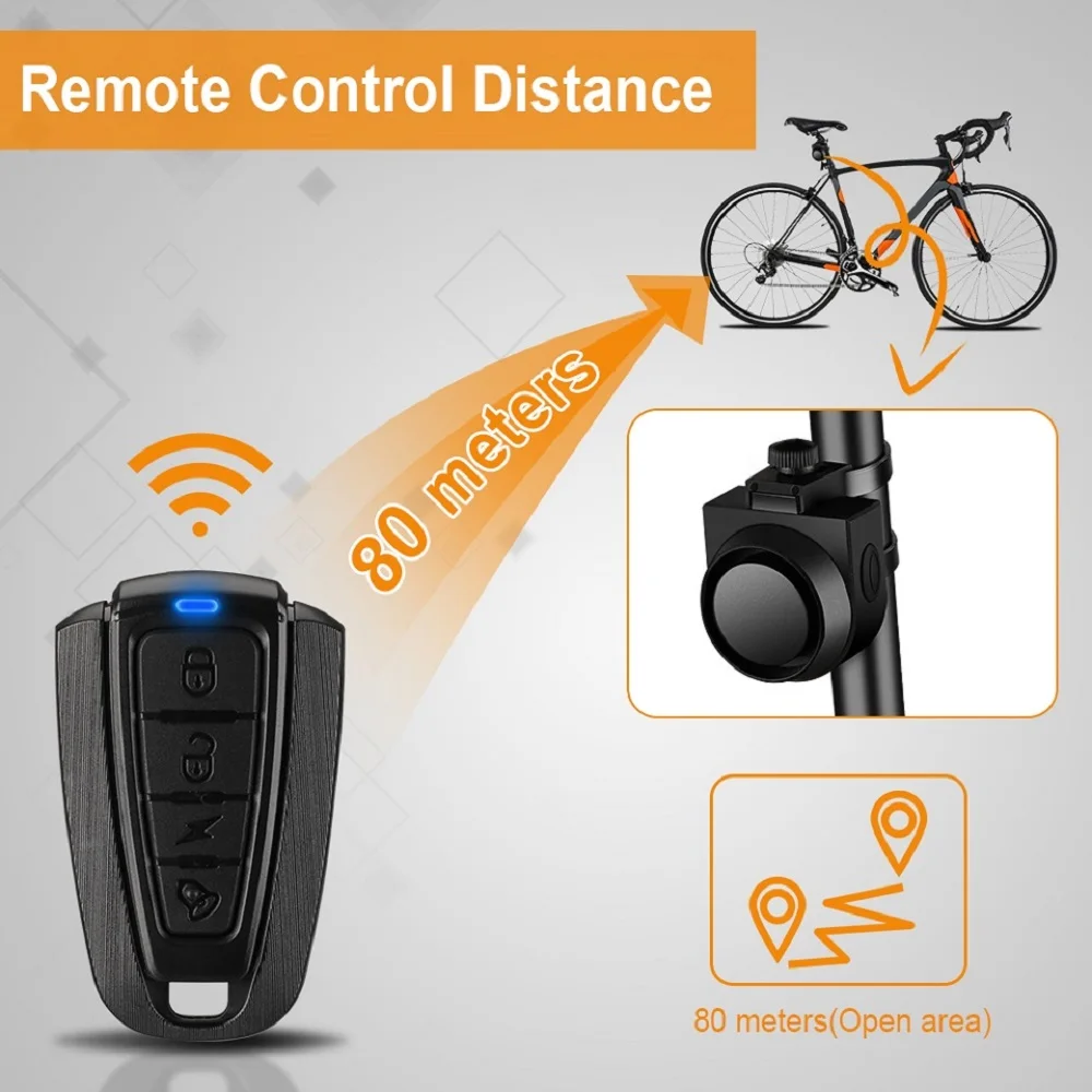 Wsdcam-Wireless bicicleta vibração alarme, impermeável vibração alarme, controle remoto, anti-roubo, proteção de segurança, carregamento USB