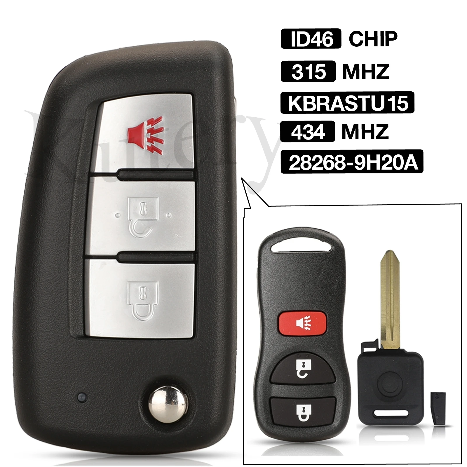 jingyuqin Upgrade 3BTN 315/433MHZ KBRASTU15 Flip Remote Control Key For Nissan Frontier Xterra For Infiniti FX45 FX35 QX4