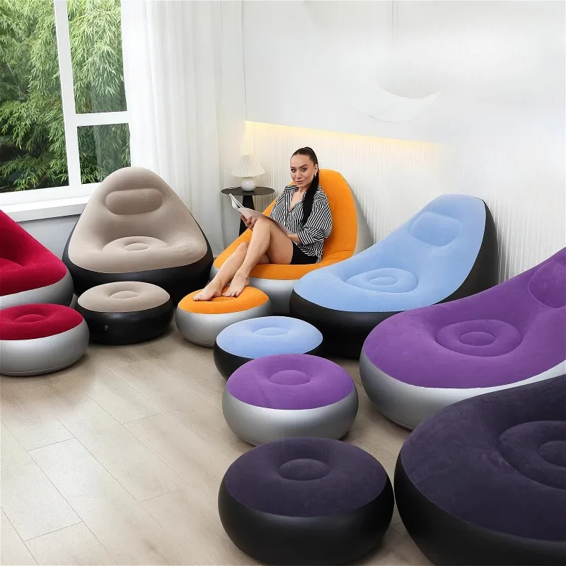

Inflatable Sofa Recliner Folding Outdoor Music Festival Concert Stylish Single PVC Flocking Portable Foldable Leisure Chair