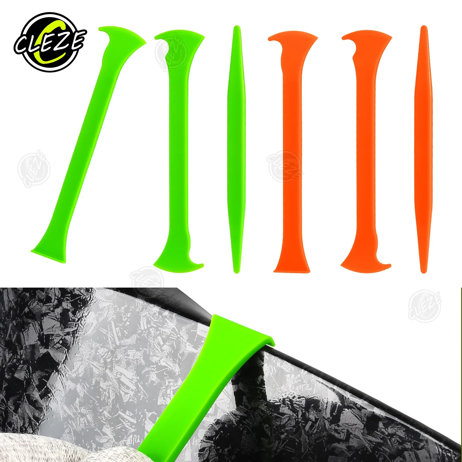 CLEZE 3PCS Vinyl Car Wrap Tucking Corner Squeegee Set Auto Window Tint Film Edge Smoothing Scraper Detailing Tool Kit