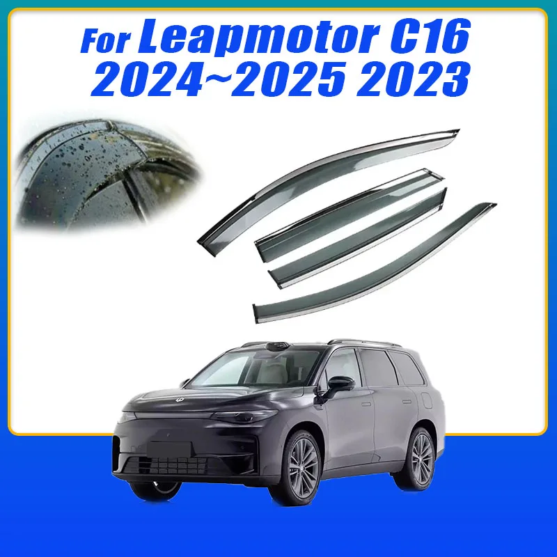 4x For Leapmotor C16 2024~2025 2023 Door Smoke Deflector Guards Windshield Car Side Window Visors Trim Rain Eyebrow Accessories