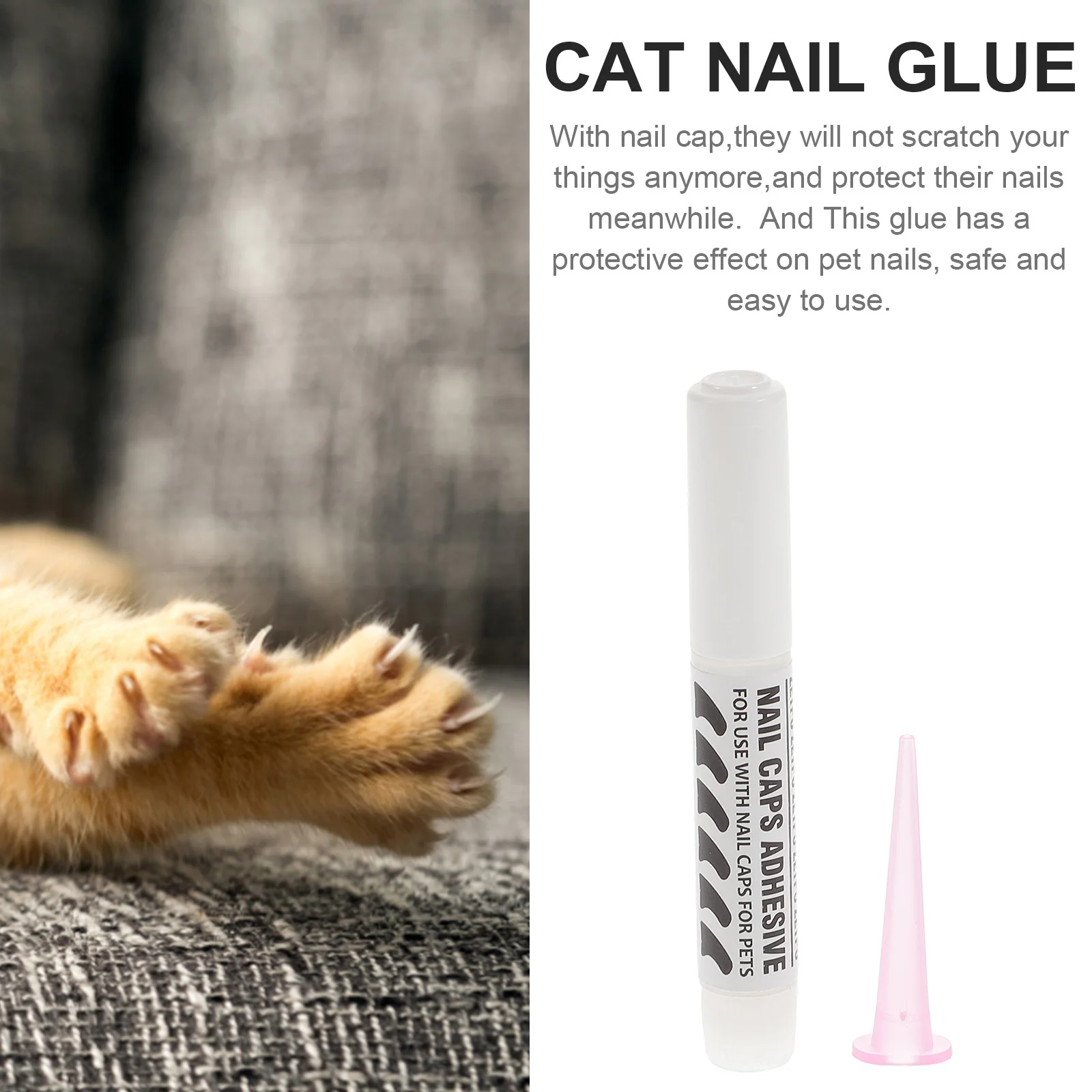 

10Pcs Dog Cat Nail Glue Adhesive for Claw Caps Paw Protector Covers Safe Gentle on Nails 4-6 Weeks Lasting Home Furniture