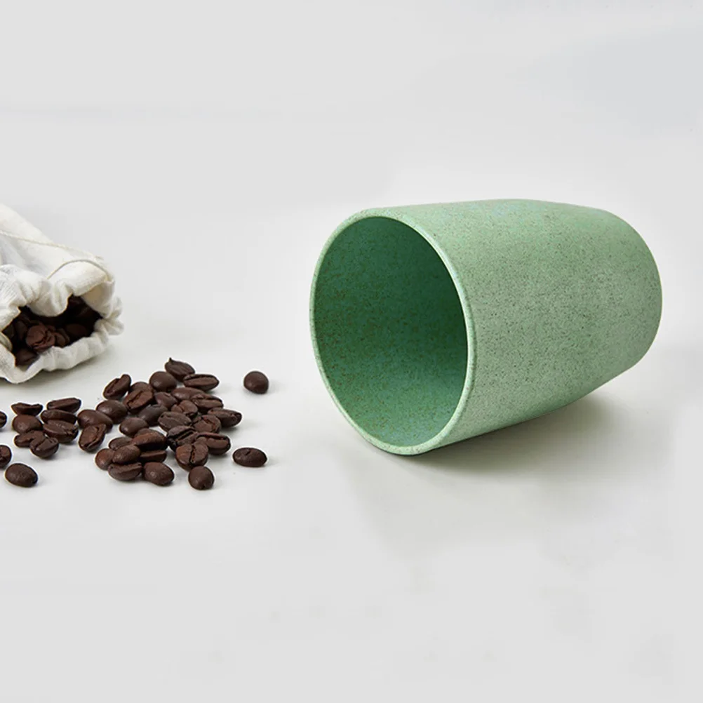 

Mouthwash Cup Wheat Stem Material Stackable Bathroom Tumbler For Coffee Water Rinse Round Design Green