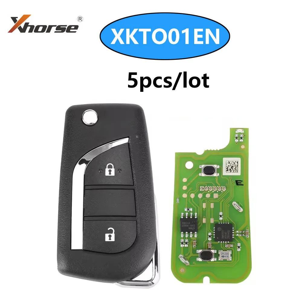 5pcs/lot XHORSE XKTO01EN Universal Remote Key for Toyota 2 Buttons Flip Remote VVDI Remote Wire Key for VVDI Key Tool