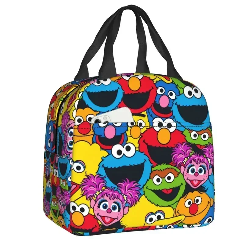 Cookie Monster Nom Nom Nom borsa termica per il pranzo Resuable Cartoon Sesame Street Thermal Cooler Bento Box bambini della scuola