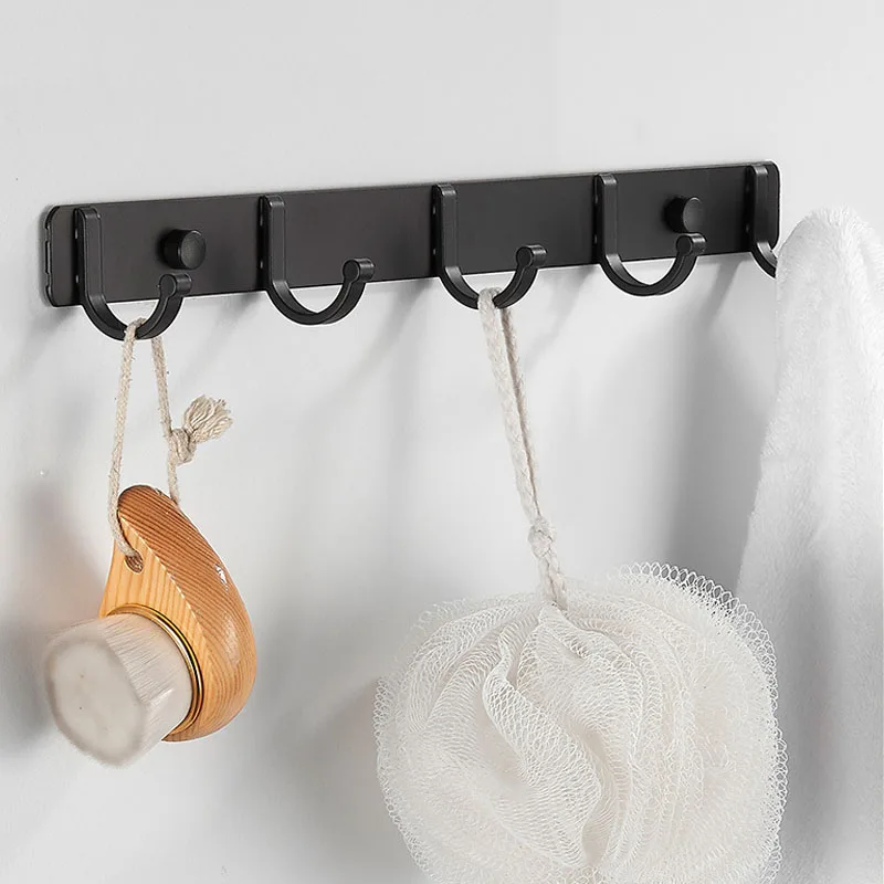 1pcs Black Hook Space Aluminium Bathroom Kitchen Save Space Hanger Clothes Towel Hooks