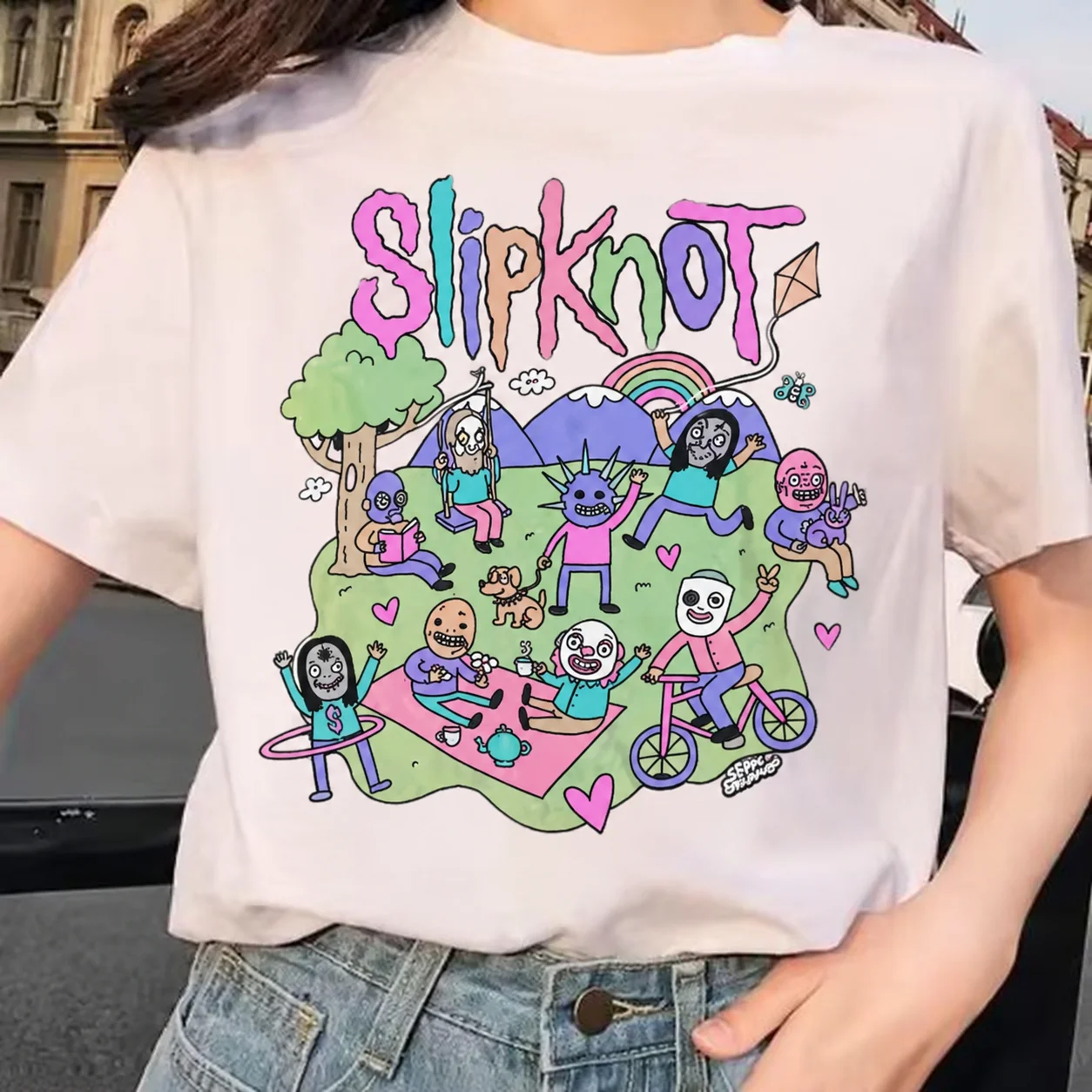 SLIPKNOT Graphic Tee Heavy Metal Rock Band Print Y2K Cotton Casual Unisex Short‑Sleeve Summer Streetwear Tops For Music Fans