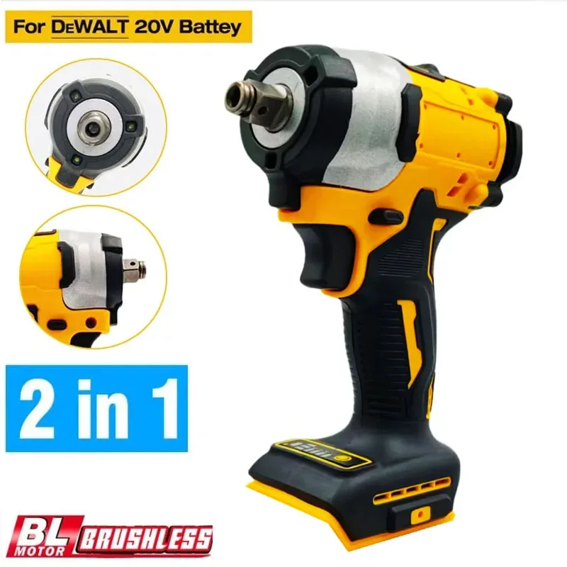 Fit for Dewalt 18V 20V Battery Brushless Impact Wrench Electric Screwdriver 500N.M 2-in-1 Cordless Driver Repair Power Tools