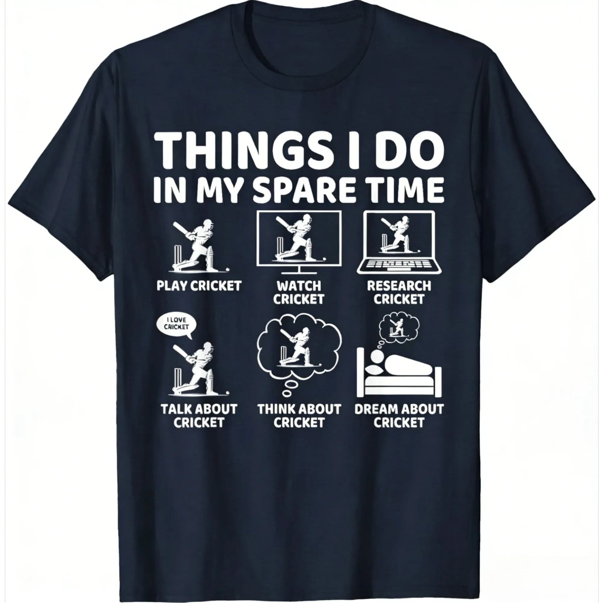 Things I Do in My Spare Time Funny Cricket Lover and Player T-Shirt Short Sleeve Tee Clothes Men and Women 2026 New Summer Hot