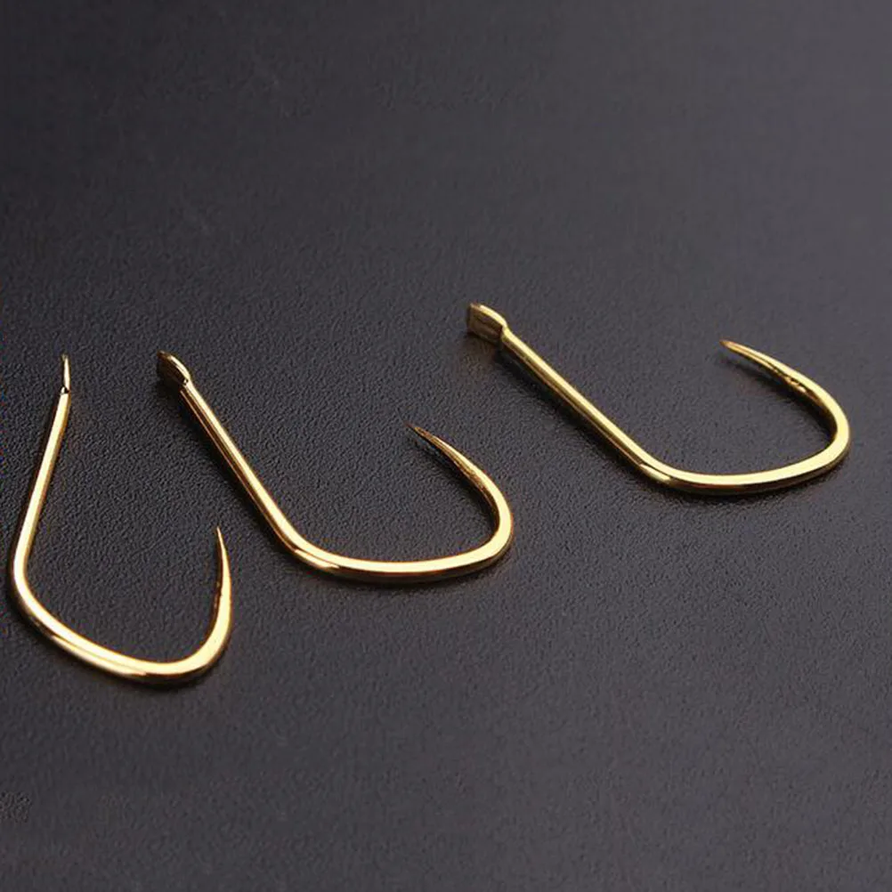 100 Uds anzuelo de pesca con señuelo dorado, púa compensada, herramienta duradera resistente a la corrosión de alto carbono para amantes de la pesca