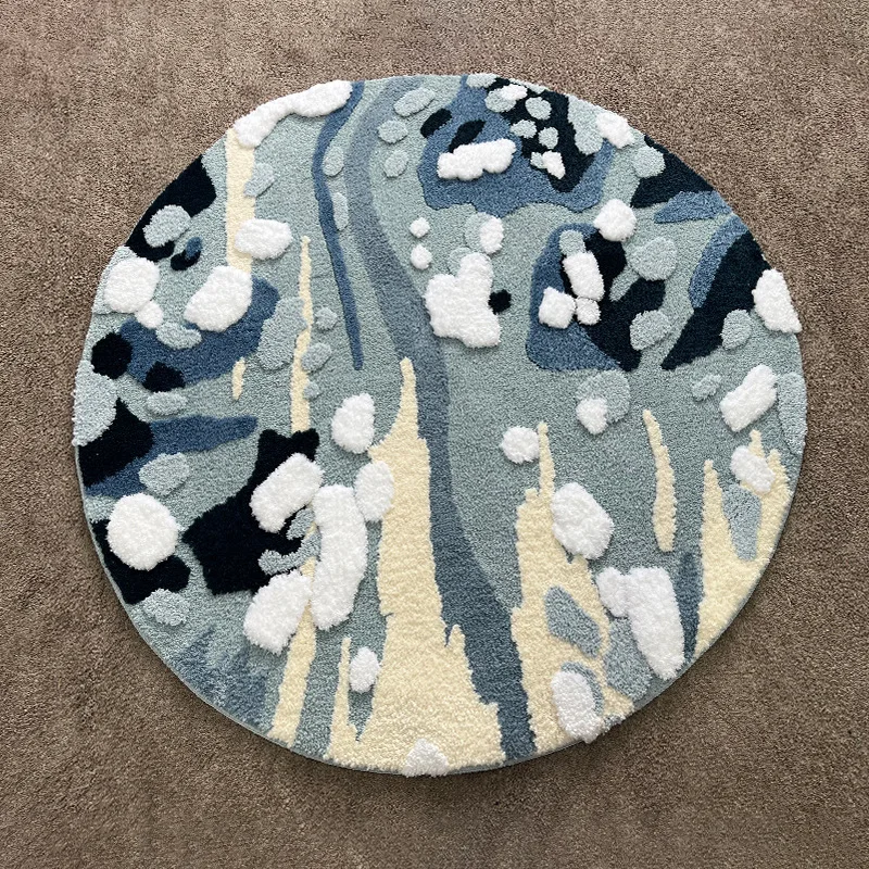 Forest Green Round Flocking living Room Bedroom Non-Slip Pet Carpet