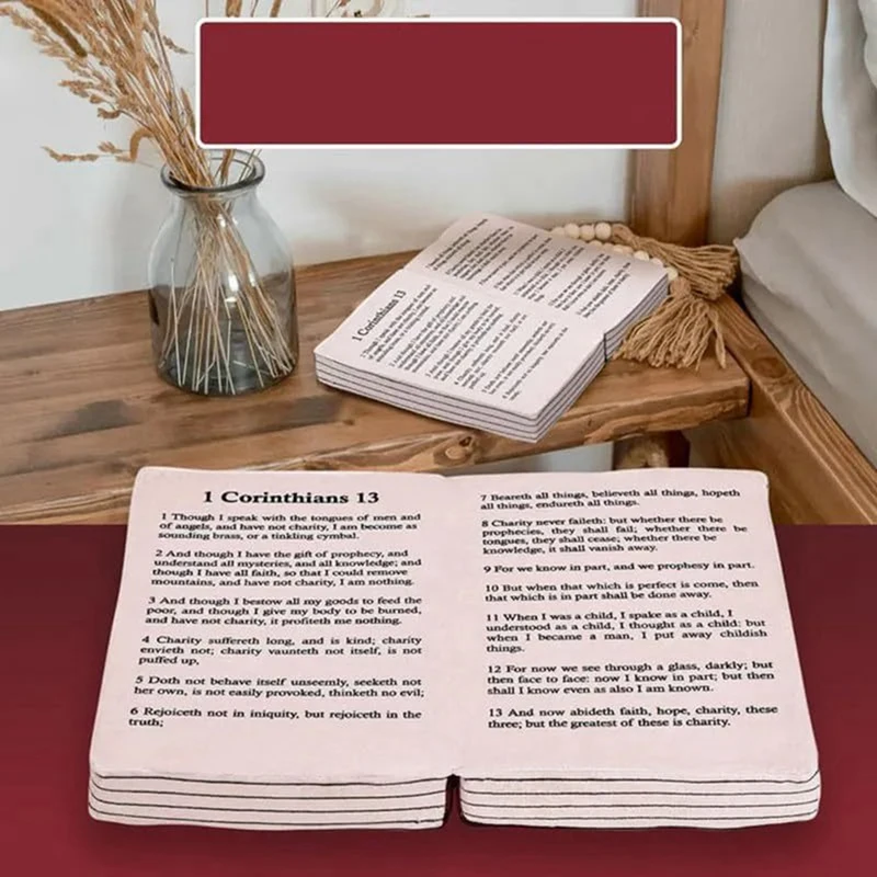 AS63-Cozy Faith Bible Pillow - Plush Book Shape With Bible Verse, Perfect Christian Gift For Kids And Adults