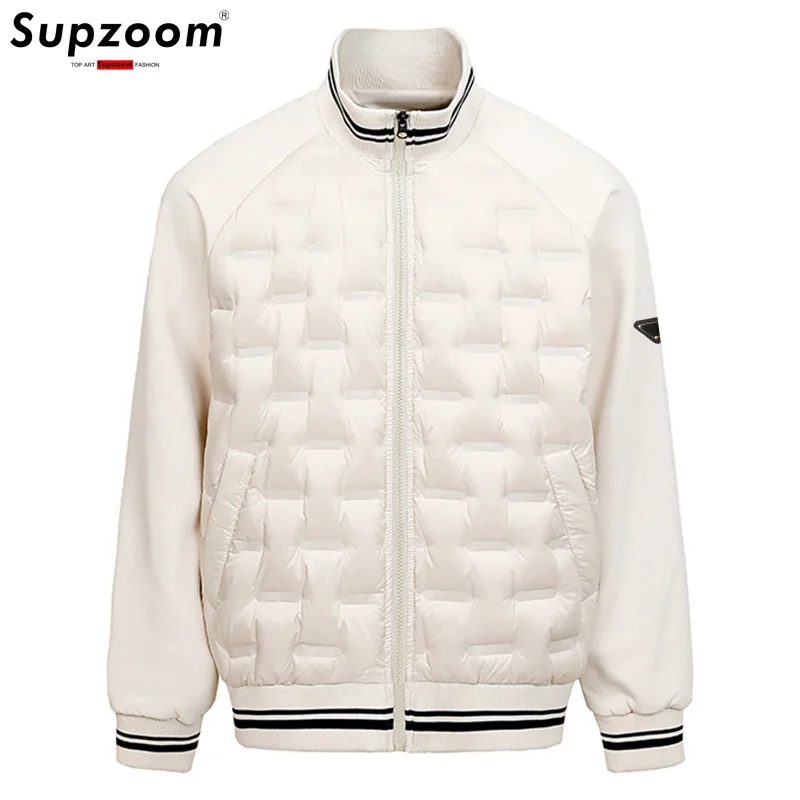Supzoom 2025 New Arrival Top Fashion Splice Thickened Winter Triangle Marker Warm Casual Winter Down Jackets Men