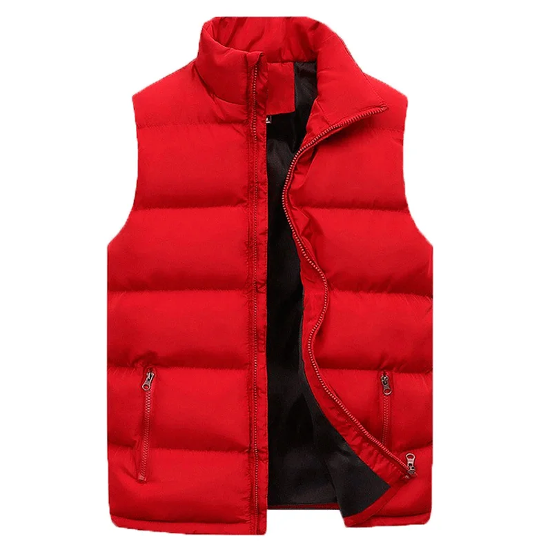 Masculino de pouco peso acolchoado jaquetas outono inverno casual sólido sem mangas coletes parkas casacos conforto quente parka casaco masculino 6xl