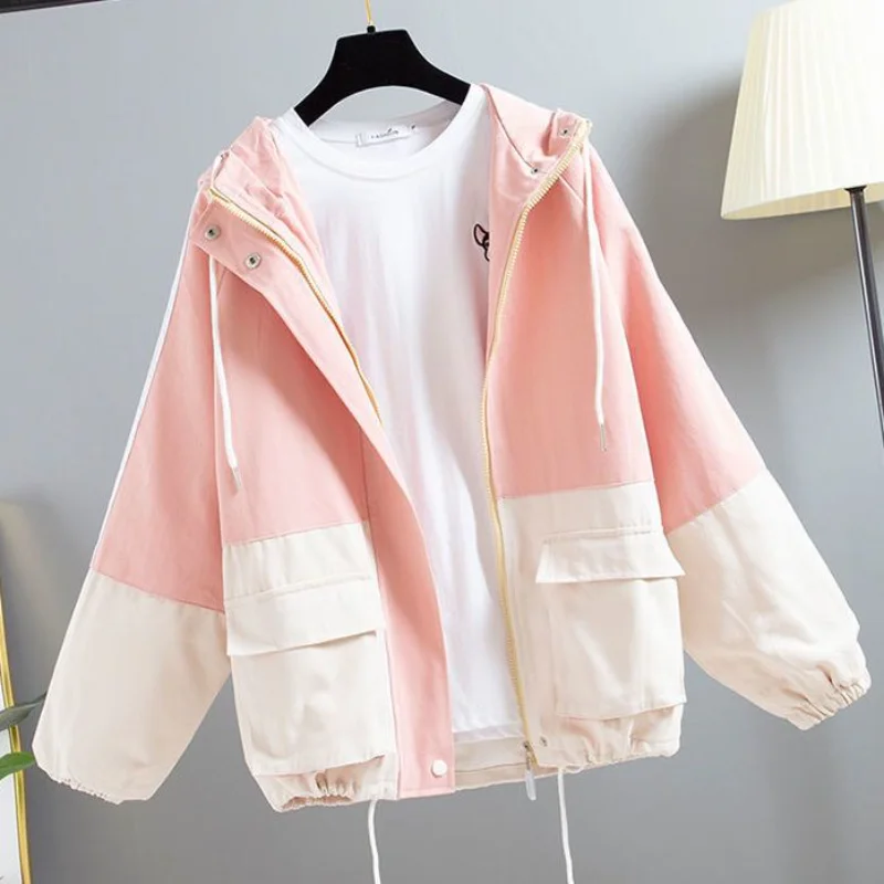 New Korean Loose Versatile Student BF Coat for Women's Hooded Work Clothes Baseball Uniform