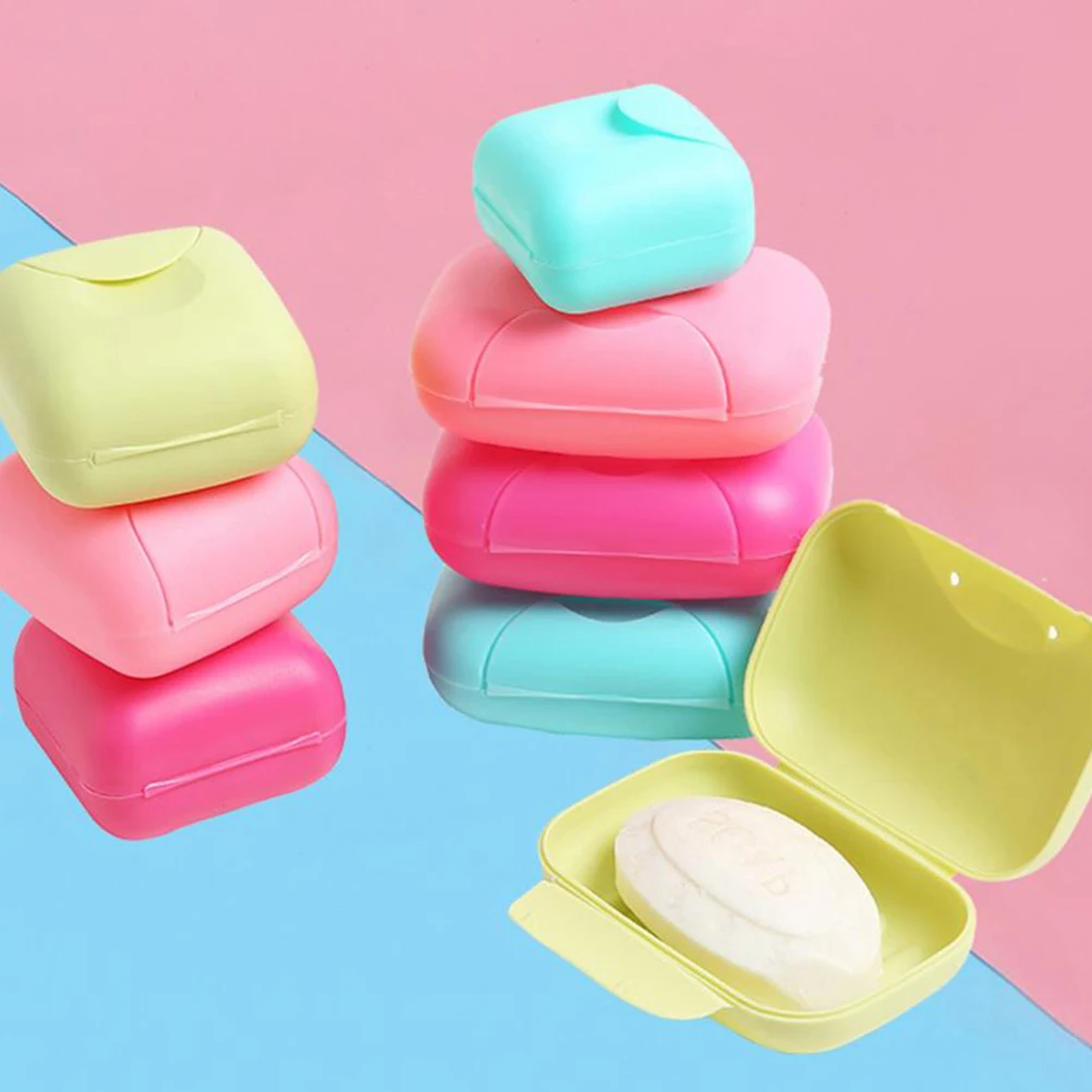 

4pcs Waterproof Box Easy Clean Lid Design Drainage Travel Gym Outdoor Use Soap Storage Rack Soap Dish Holder