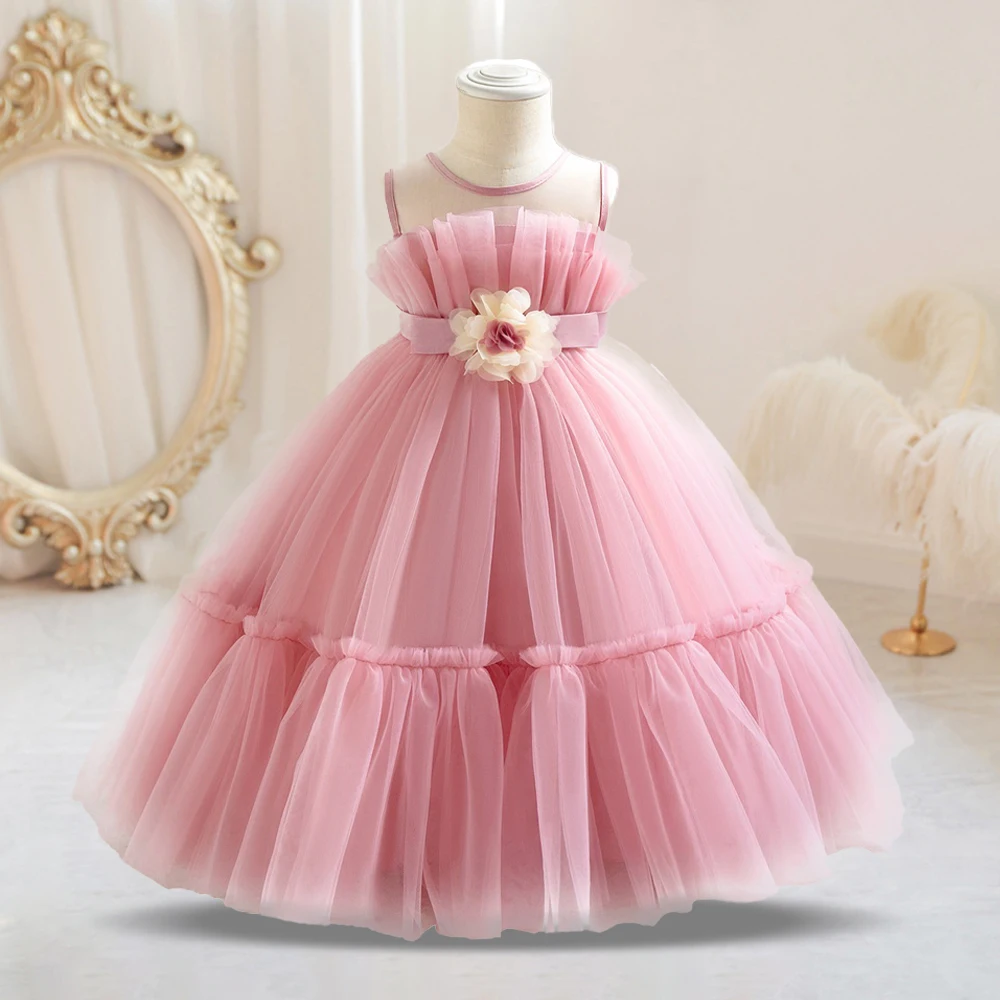 

Summer Toddler Baby Girl Party Dress kids Wedding Birthday Clothes Babe Flower Tulle Xmas Costume Birthday Party Tutu Gown