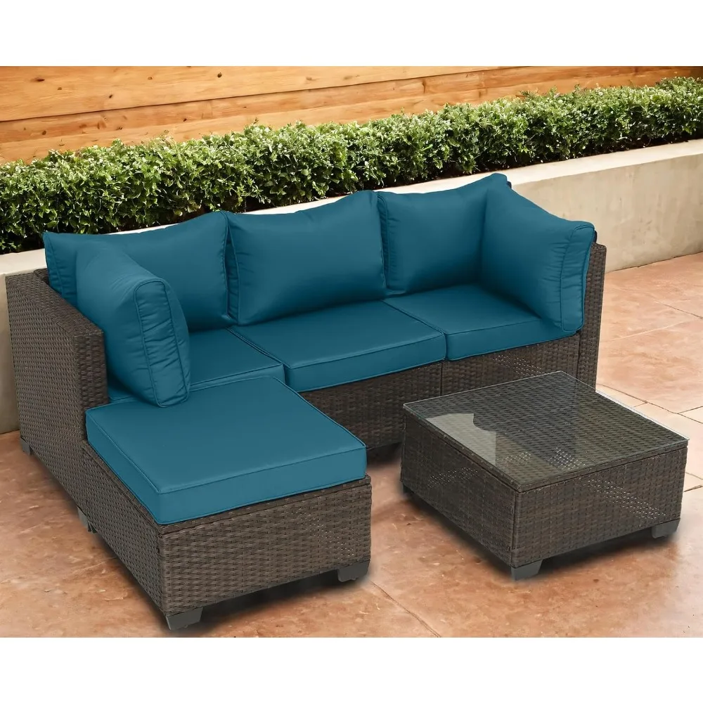 Patio Furniture Sets Outdoor Furniture Wicker Patio Conversation Set Outdoor Sectional for Backyard Lawn Poolside W Cushions