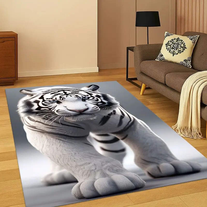 Tiger Beast Wildlife Cartoon Carpet Rug for Bedroom Living Room Sofa Playroom Doormat Home Decor,Kid Game Area Rug Non-slip